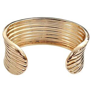 Ross Simons Sterling Silver Gold Vermeil Ribbed Cuff Bracelet C976